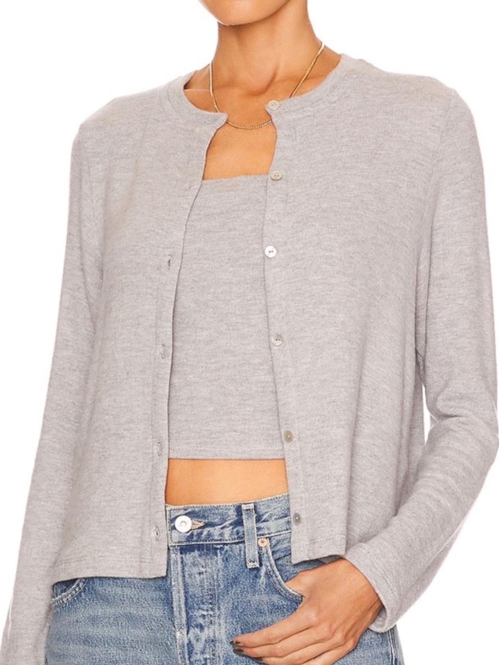 DONNI. Heather Grey Sweater Cardigan XXS | Minimalist